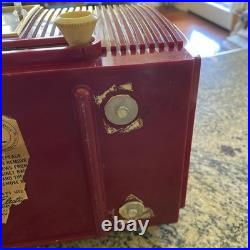 General Electric Tube Radio 548PH Vintage MCM Red Burgundy GE Works