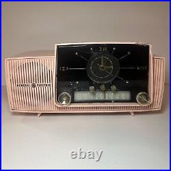 General Electric Tube Radio Clock GE Vintage Atomic Age Jetsons MCM Pink Works