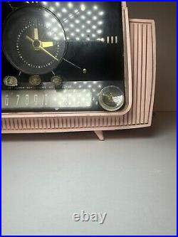 General Electric Tube Radio Clock GE Vintage Atomic Age Jetsons MCM Pink Works