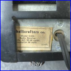 Hallicrafters S-53A Tube Radio Vintage Shortwave Ham Amateur Receiver Powers ON