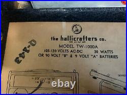 Hallsicrafters TW-1000A Transoceanic short wave, vintage tube radio