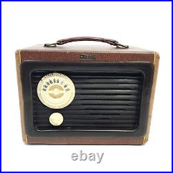 John Meck 5D7 Vintage Tube Radio AM Portable 1940's Brown Made In USA Works