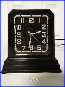 Killer 1930s Vtg Antique Hammond Black Bakelite Lighted Art Deco Alarm Clock