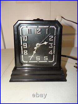 Killer 1930s Vtg Antique Hammond Black Bakelite Lighted Art Deco Alarm Clock