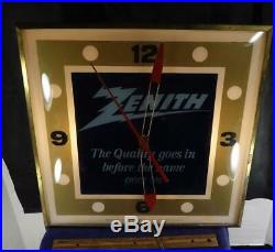 Large Vintage Pam Zenith Advertising Lighted Wall Clock Sign Tube Radio TV Etc