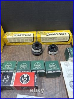 Lot Of Vintage Tube Radio Parts RCA GE HUDSON CLAROSTAT STANWYCK AEROVOX CORP GC