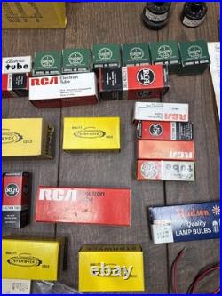Lot Of Vintage Tube Radio Parts RCA GE HUDSON CLAROSTAT STANWYCK AEROVOX CORP GC