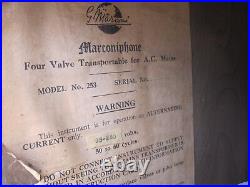 MARCONIPHONE 253 RADIO MARCONI CATHEDRAL TUBE 30's TRANSPORTABLE VINTAGE ANTIQUE