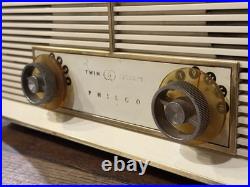 MCM Blue Twin Speaker Retro Vintage 1960 Philco J846-124 AM Tube Radio Vintage