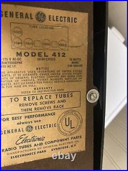 MCM VTG General Electric GE AM Bakelite Tube Radio Model # 412 Art Deco PROP
