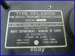 MN-5 Radio Transmitter Receiver CFL-43059 Vintage WW2 Army Tube Command Set Comm