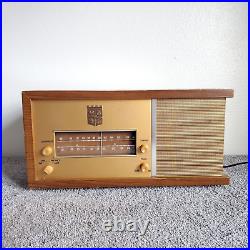 Magnavox Tube Radio FM-16 12AX7 AM/FM Vintage MCM Wood Phono Aux Working RARE