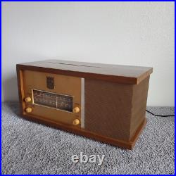 Magnavox Tube Radio FM-16 12AX7 AM/FM Vintage MCM Wood Phono Aux Working RARE
