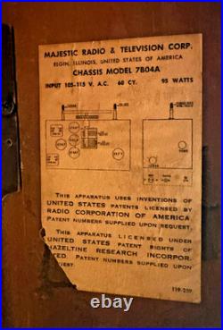 Majestic 7YR752 Tube Radio, Phonograph, & Wire Recorder, Vintage 1947, Rare