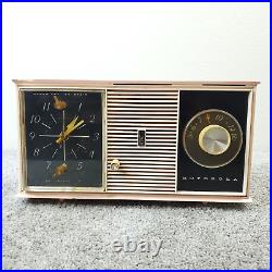 Motorola Model C24-P Tube Radio Clock AM Pink Vintage MCM Mid Century Works
