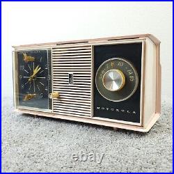 Motorola Model C24-P Tube Radio Clock AM Pink Vintage MCM Mid Century Works