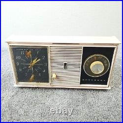 Motorola Model C24-P Tube Radio Clock AM Pink Vintage MCM Mid Century Works