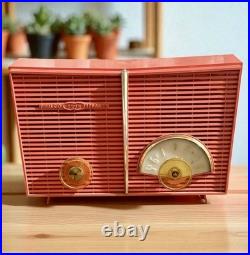 NICE Vintage Philco Twin Speaker Coral Mid Century Tube Radio H836-124 RARE