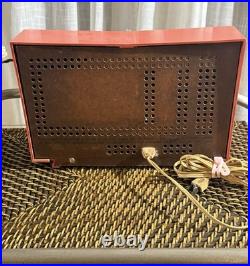 NICE Vintage Philco Twin Speaker Coral Mid Century Tube Radio H836-124 RARE