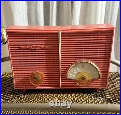 NICE Vintage Philco Twin Speaker Coral Mid Century Tube Radio H836-124 RARE