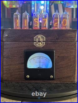 Nixie Clock IN-14 Retro Steampunk. With Vintage Vacuum Tubes From Radio History Nixie Clock IN-14 Retro Steampunk. With Vintage Vacuum Tubes From Radio History