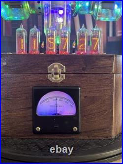 Nixie Clock IN-14 Retro Steampunk. With Vintage Vacuum Tubes From Radio History Nixie Clock IN-14 Retro Steampunk. With Vintage Vacuum Tubes From Radio History