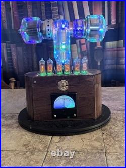 Nixie Clock IN-14 Retro Steampunk. With Vintage Vacuum Tubes From Radio History Nixie Clock IN-14 Retro Steampunk. With Vintage Vacuum Tubes From Radio History
