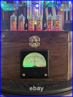 Nixie Clock IN-14 Retro Steampunk. With Vintage Vacuum Tubes From Radio History Nixie Clock IN-14 Retro Steampunk. With Vintage Vacuum Tubes From Radio History