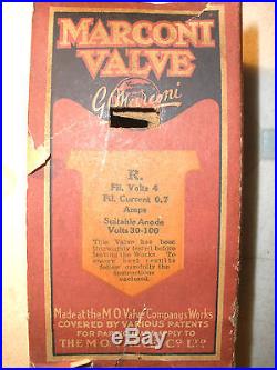 OLD RARE ENGLISH VINTAGE MARCONI RADIO VALVE TYPE R NIB 1930s Collectable Tube