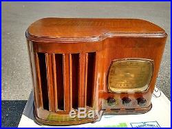 Old Antique 1937 Wood Emerson Vintage Tube Radio Working w Ingraham Cabinet NICE