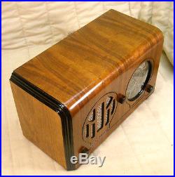 Old Antique Wood Admiral Vintage Tube Radio Restored & Working Deco Table Top