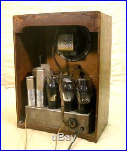 Old Antique Wood Aetna Vintage Tube Radio -Restored & Working Art Deco Tombstone