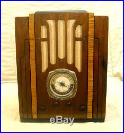 Old Antique Wood Air Master Vintage Tube Radio Restored & Working Tombstone