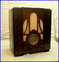 Old Antique Wood Atwater Kent Vintage Tube Radio Restored & Working Tombstone