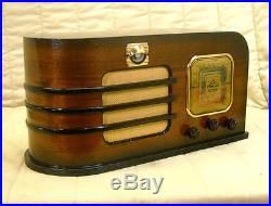 Old Antique Wood Climax Aetna Vintage Tube Radio Restored Working with Magic Eye