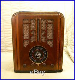 Old Antique Wood Crosley Vintage Tube Radio -Restored Working Art Deco Tombstone
