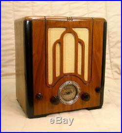 Old Antique Wood Crosley Vintage Tube Radio Restored & Working Mini Tombstone