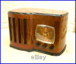 Old Antique Wood Emerson Vintage Tube Radio -Restored Working & Ingraham Cabinet