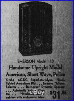 Old Antique Wood Emerson Vintage Tube Radio -Restored & Working Mini Tombstone