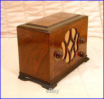 Old Antique Wood Fada Vintage Tube Radio Restored & Working Art Deco Table Top