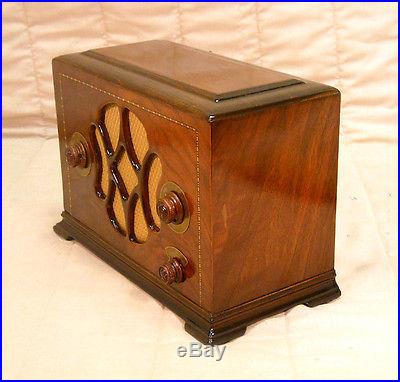 Old Antique Wood Fada Vintage Tube Radio Restored & Working Art Deco Table Top
