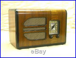 Old Antique Wood GE Vintage Tube Radio Restored & Working Art Deco Table Top