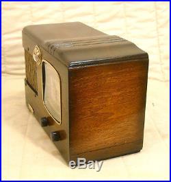 Old Antique Wood Knight Vintage Tube Radio Restored & Working with Tuning Eye