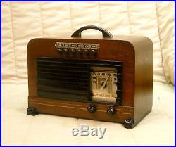 Old Antique Wood Philco Vintage Tube Radio -Restored Working Art Deco Table Set