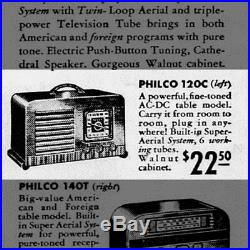 Old Antique Wood Philco Vintage Tube Radio -Restored Working Art Deco Table Top