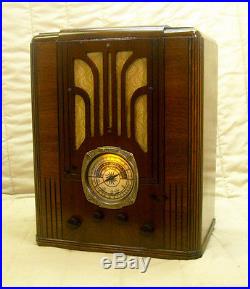 Old Antique Wood Sentinal Vintage Tube Radio Restored & Working Tombstone