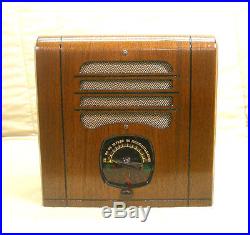 Old Antique Wood Silver Marshall Vintage Tube Radio Restored Working Table Top