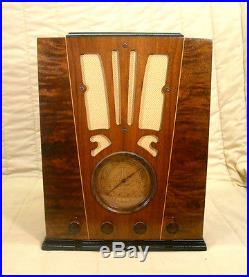 Old Antique Wood Silvertone Vintage Tube Radio Restored & Working Tombstone