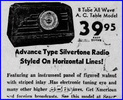 Old Antique Wood Silvertone Vintage Tube Radio Restored & Working w Tuning Eye