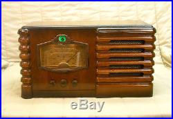 Old Antique Wood Silvertone Vintage Tube Radio Restored & Working with Green Eye